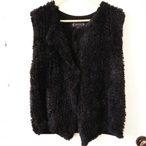 Nanette Lepore Black Faux Fur Vest Size Large